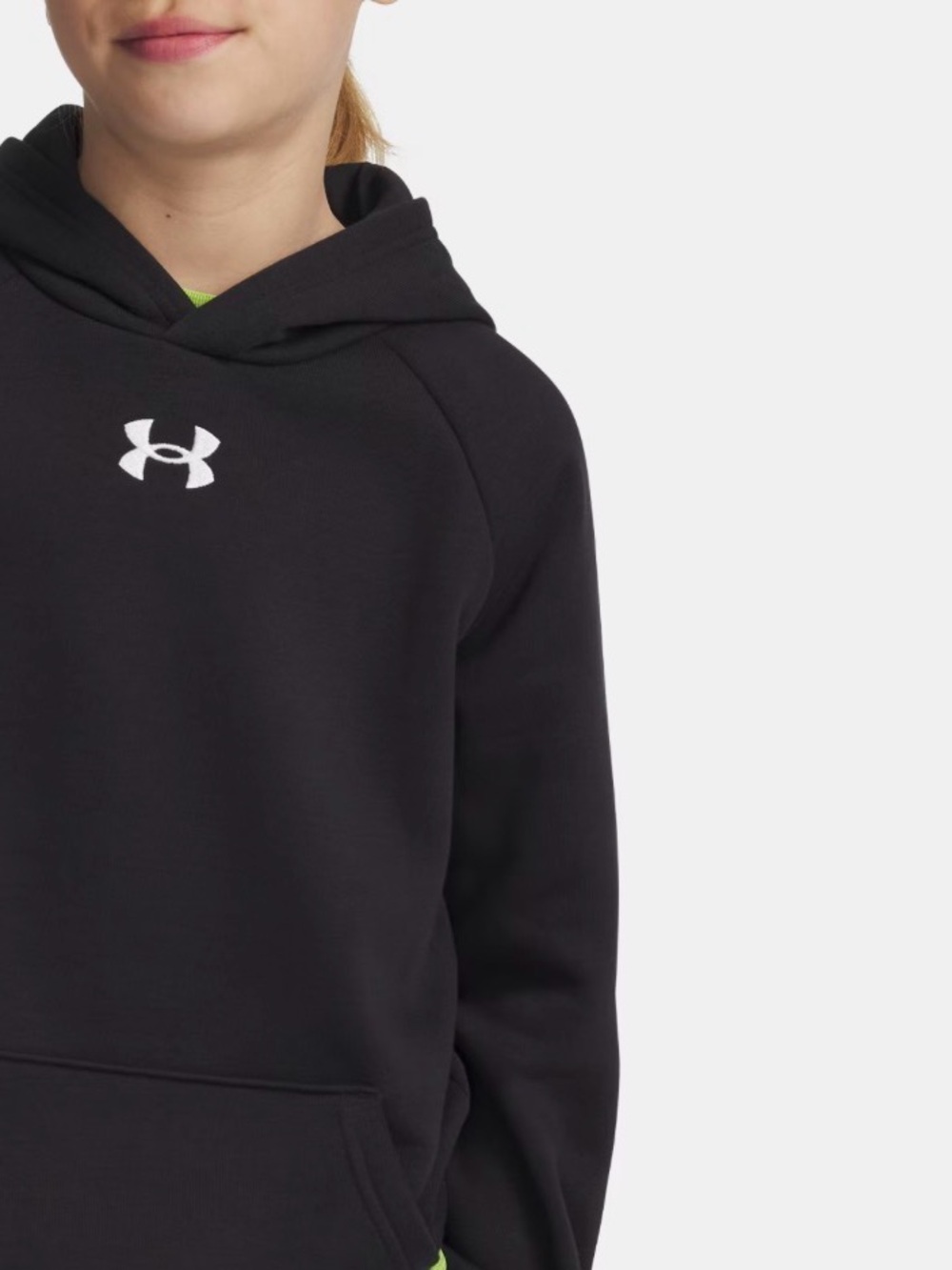 Under Armour Juniors Black Crewneck Hoodie with Tonal Logo